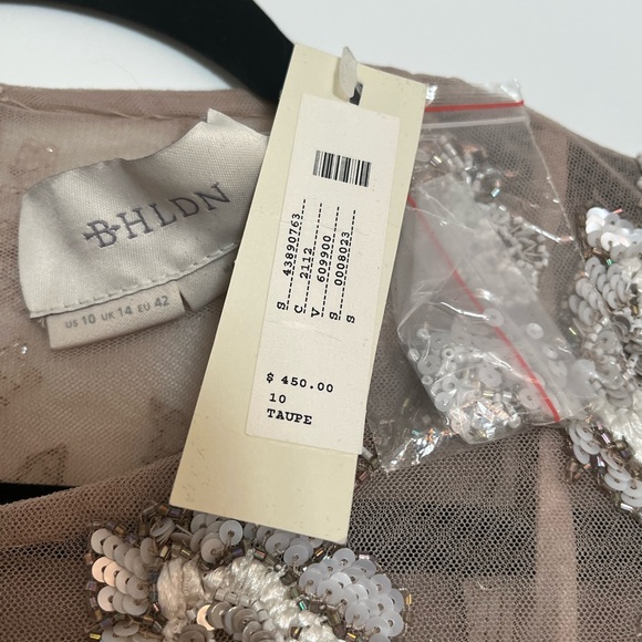 BHLDN Beautiful Taupe Sequined Dress. NWT size 10 - Picture 3 of 11